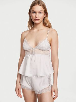 Set de Pijama Cami Stretch de Satén y Encaje