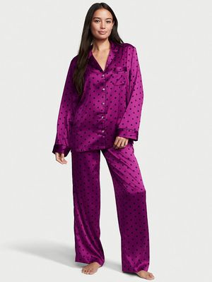 Set Pijama de Satén con Pantalón