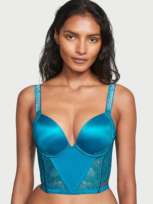Top Estilo Corset Push-Up de Encaje con Tirantes Brillantes