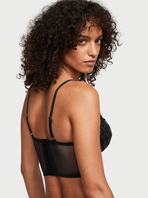 Top Estilo Corsé Push-Up con Bordado de Corazones Brillantes