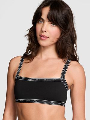 Bralette de Algodón con Cuello Recto y Logo