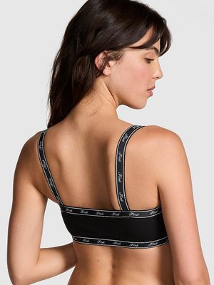 Bralette de Algodón con Cuello Recto y Logo