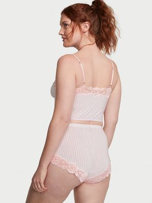 Conjunto con Cami de Modal con Cuello Recto y Ribete de Encaje