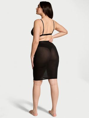 Conjunto de Bralette Triangular y Falda de Tubo de Punto Transparente