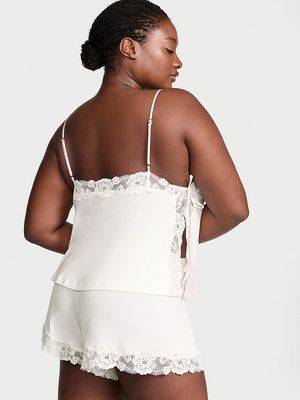 Conjunto con Shorts y Cami de Modal Acanalado y Encaje