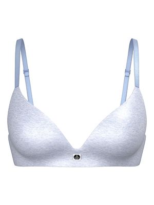 Bra de Algodón Sin Varillas Ligeramente Forrado con Logo y Herraje