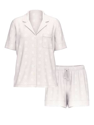 Conjunto con Pijama Corta de Modal Suave con Ojales