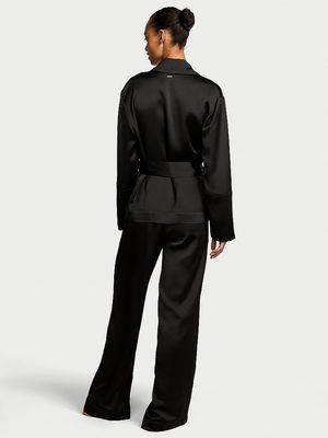 Set de Blusa Wrap y Pantalón de Satín Luxe