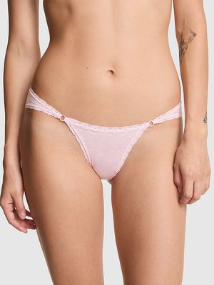 Cotton Lace-Trim Low-Rise Cheeky Panty