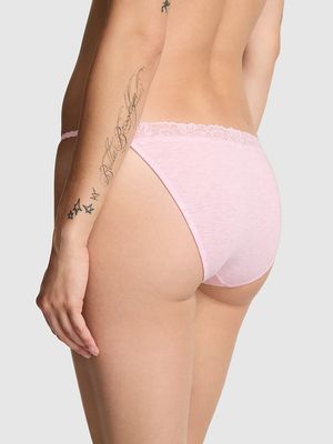 Cotton Lace-Trim String Bikini Panty