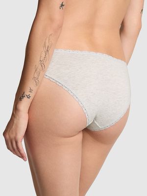 Cotton Lace-Trim Low-Rise Cheeky Panty