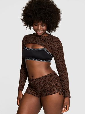 Short Wa⁠ve Knit con Pretina Doblable Animal Print